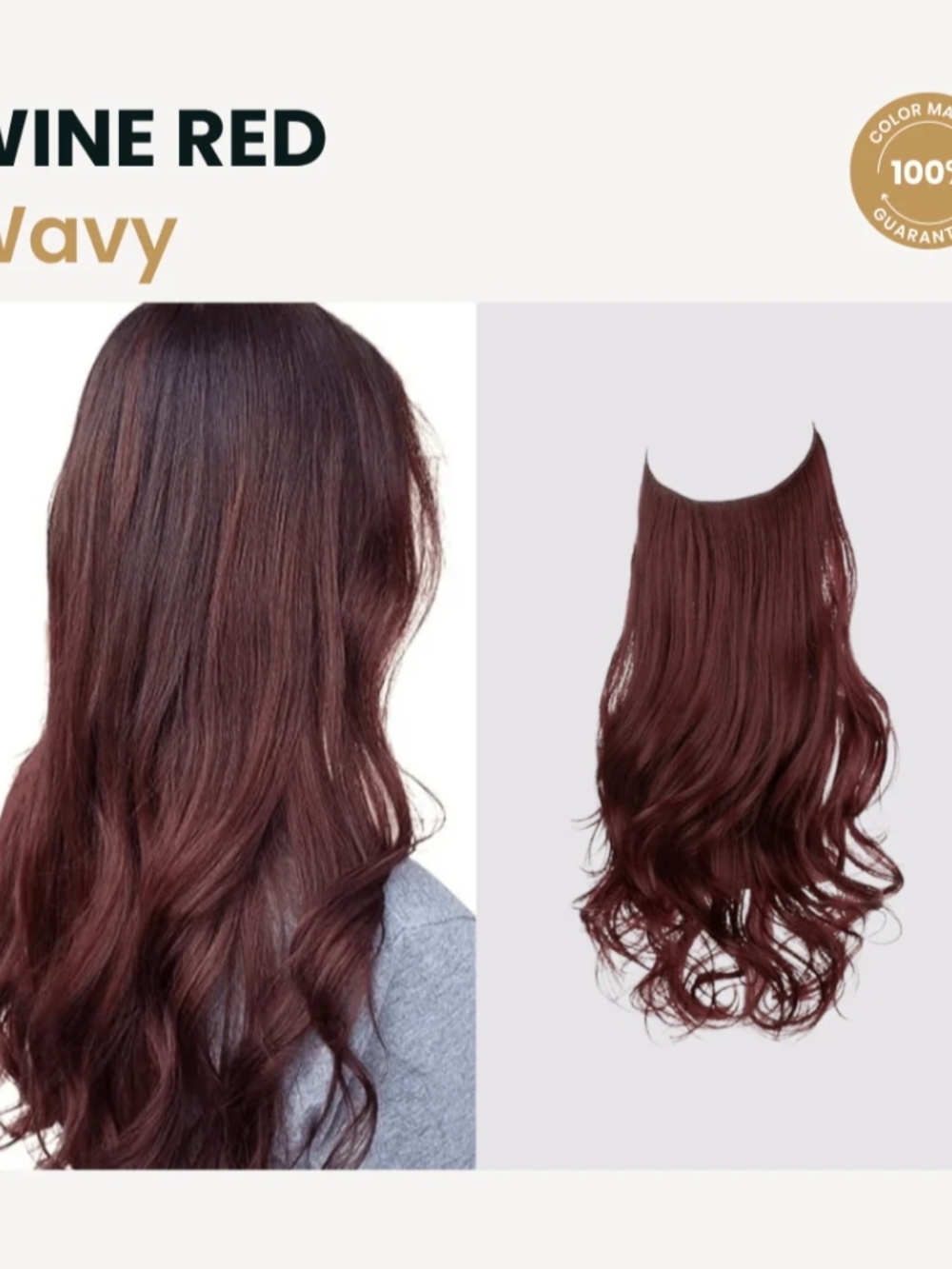 Wine Red Wavy Women’s Hairpiece - Seamless Clip-In Extension